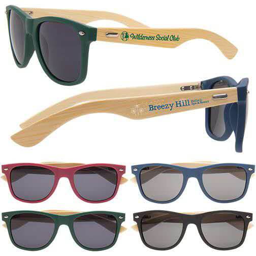 	Lunettes de soleil personnalisées avec branches en bambou – accessoire publicitaire écologique