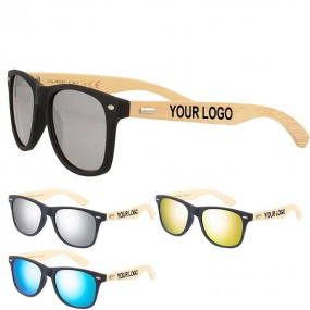 Lunettes de soleil miroir avec branches en bambou – per...